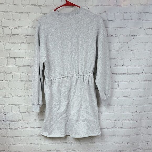 H&M Divided Gray Sweatshirt Drawcord Dress Cozy Fleece Long Sleeve Winter Casual - Picture 9 of 9